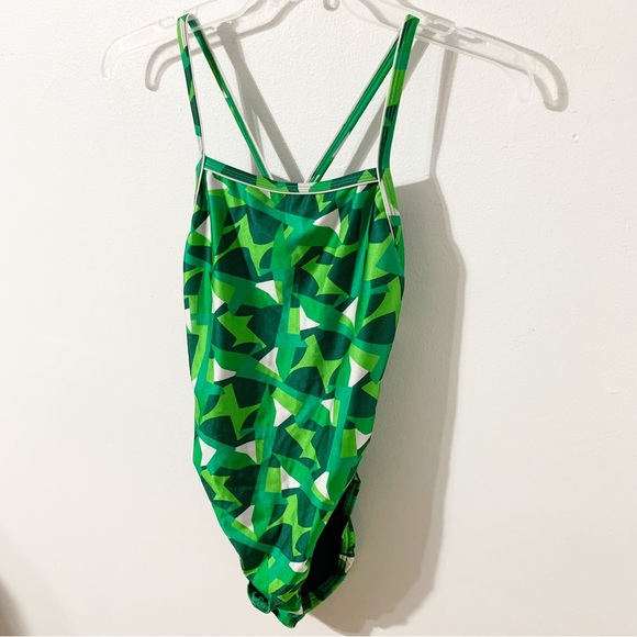 Speedo Swim Speedo Flyback Geometric Print Thin Strap One Piece